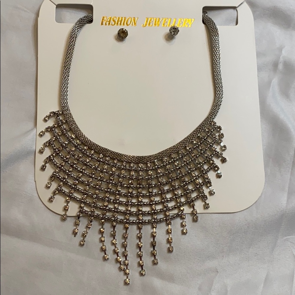 Silver Necklace and Earring Set